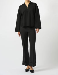 Joseph Ribkoff - Sweater Knit Boxy Pullover With Zip Collar