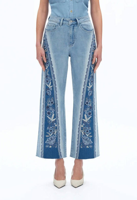 Bayeas - High Rise Embroidered Patchwork Jeans