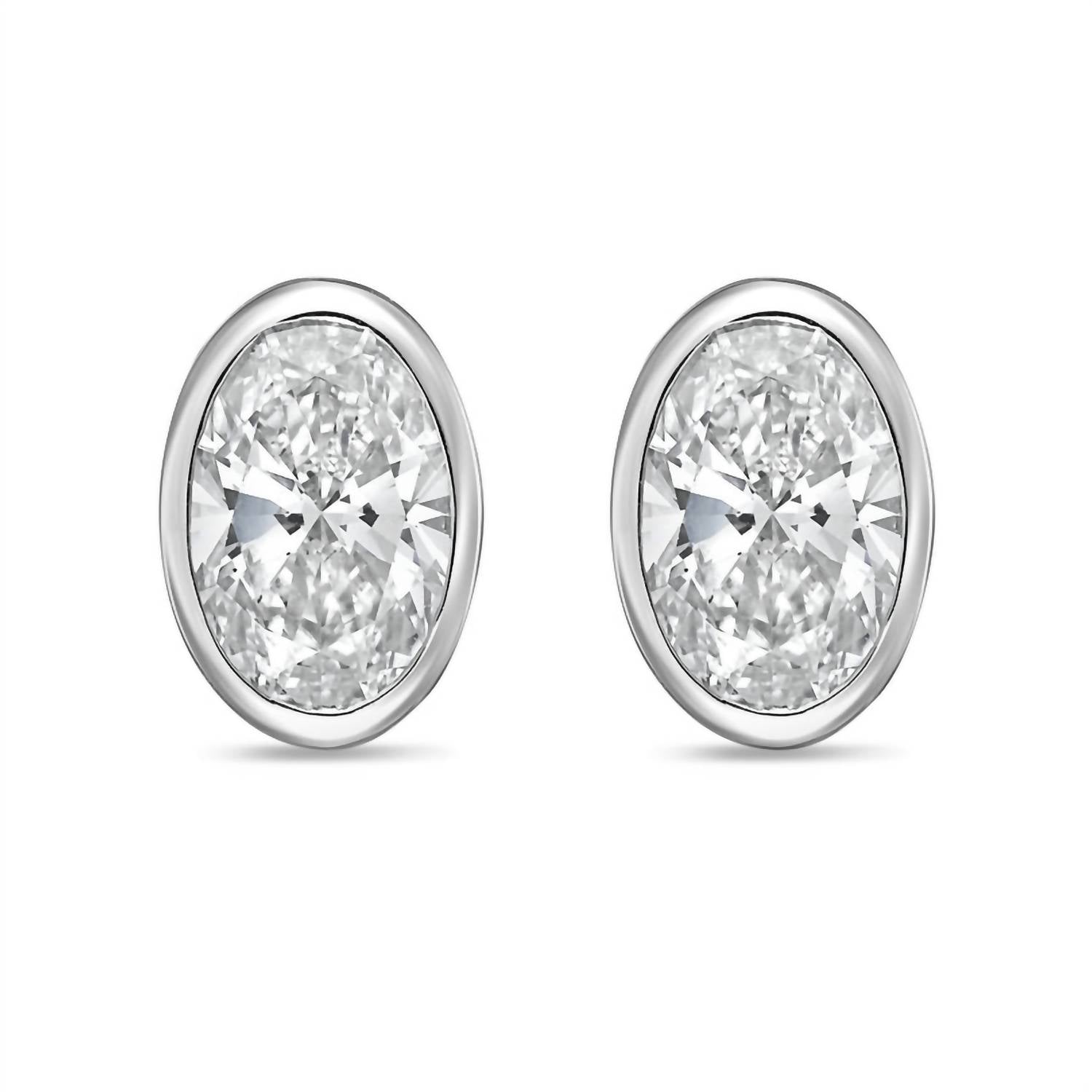 Diana M Jewels - Women's Oval Lab-grown Diamond Stud Earrings (9.00 Tcw) - Elegant Plus