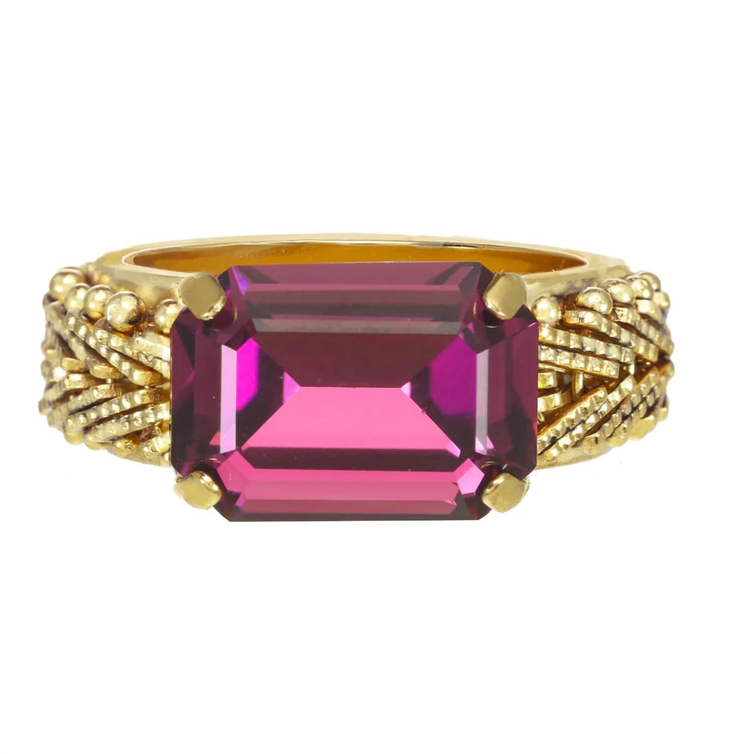 TOVA Women's Katie Amethyst Ring in swarovski stone antique gold - women's jewelry