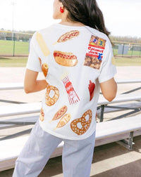 QUEEN OF SPARKLES Ballpark Food Tee in white - women's t-shirt - alternate view