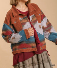 Stone Wash Vintage Pattern Jacket