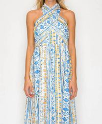 Meet Me In Santorini - Halter Maxi Dress