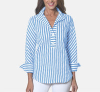 J'Envie/Eli - Panama Button Down Striped Top