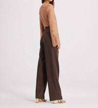 THEO the Label Kores Punto Herringbone High-waist Pant in amber sky - women's pants - alternate view