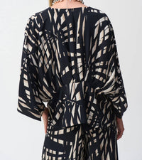 Joseph Ribkoff - Tropical Print V-neck Peplum Top