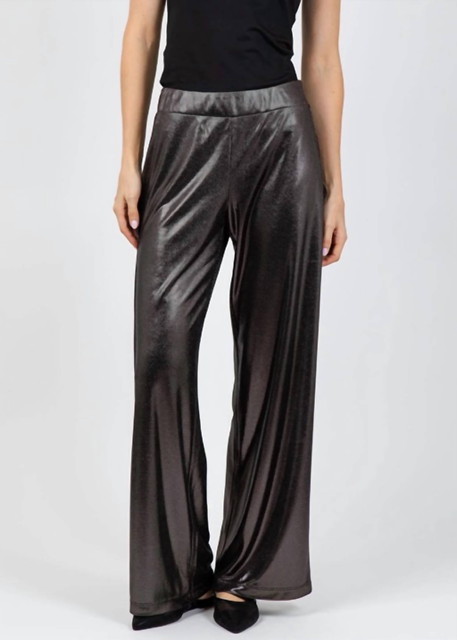 Lola & Sophie Metallic Dot Wide Leg Pants in black - women's pants - view 4