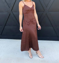 Blu Pepper - Women's Satin Cami Polka Dot Maxi Dress