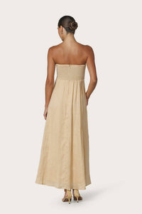 Lusana - Talia Pintuck Linen Maxi Dress