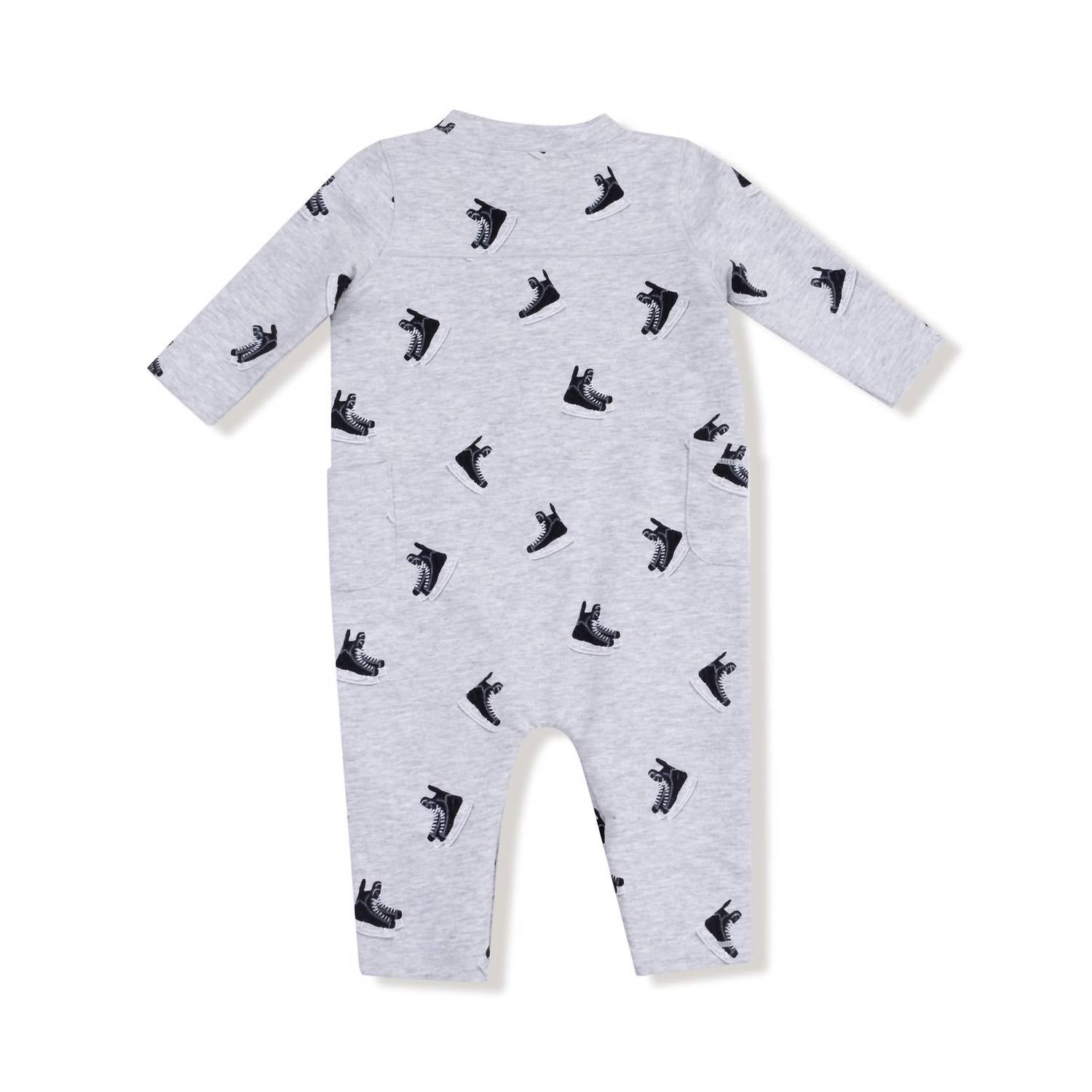 ANGEL DEAR Boy's Hockey Collar Romper in grey - kids' item - detail view