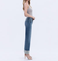 Flying Monkey - Mid Rise Cuffed Slim Wide Jeans