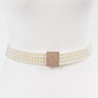 3Am By H&D Accessories - Women's Faux Pearl Elastic Belt