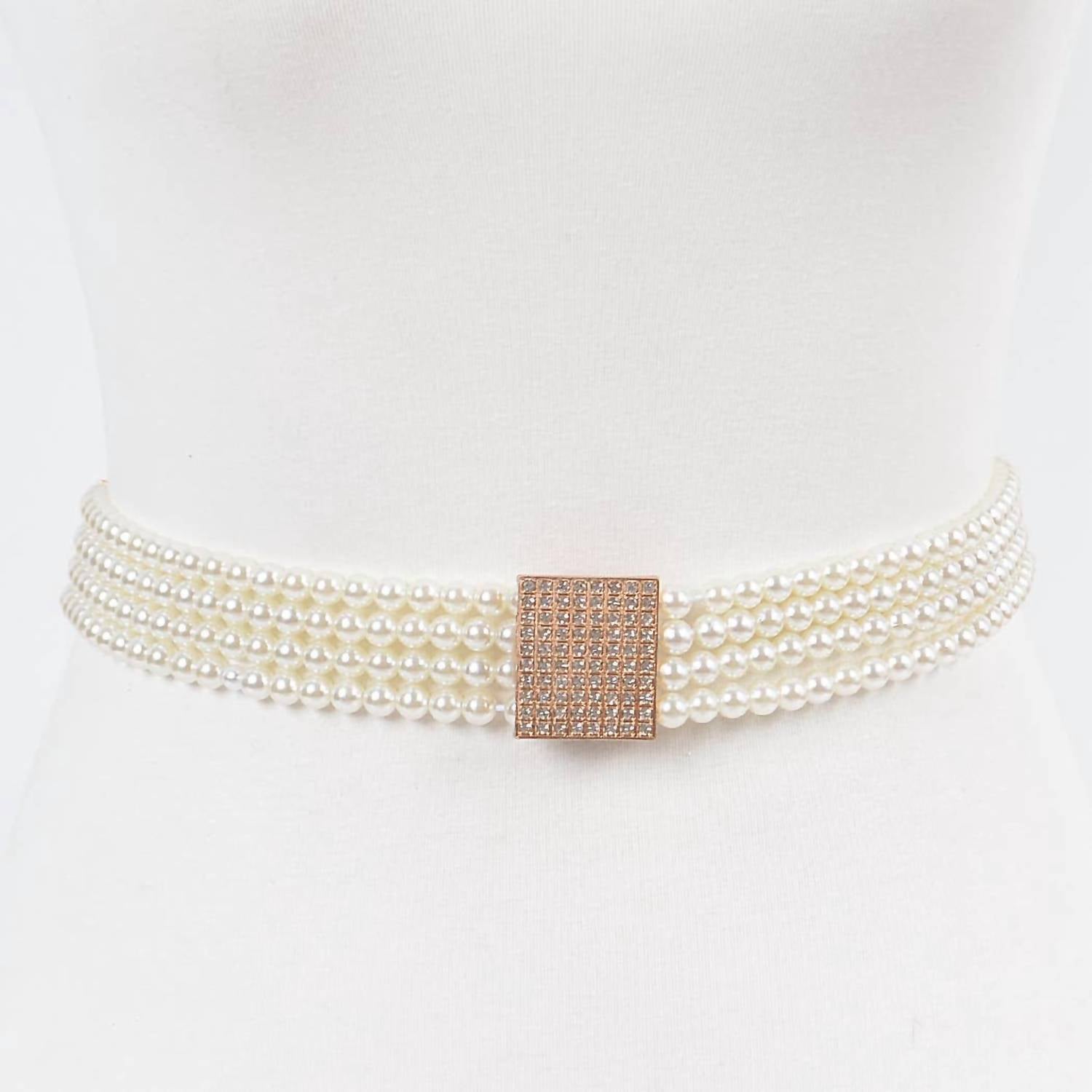 3Am By H&D Accessories - Women's Faux Pearl Elastic Belt