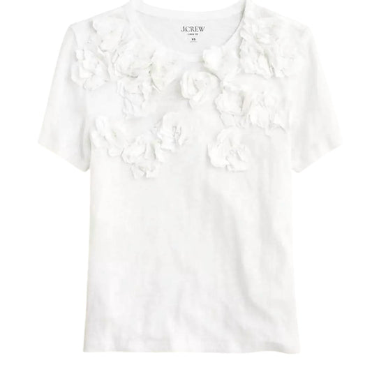 J.Crew - Women's Linen Floral Appliques Shirt Top