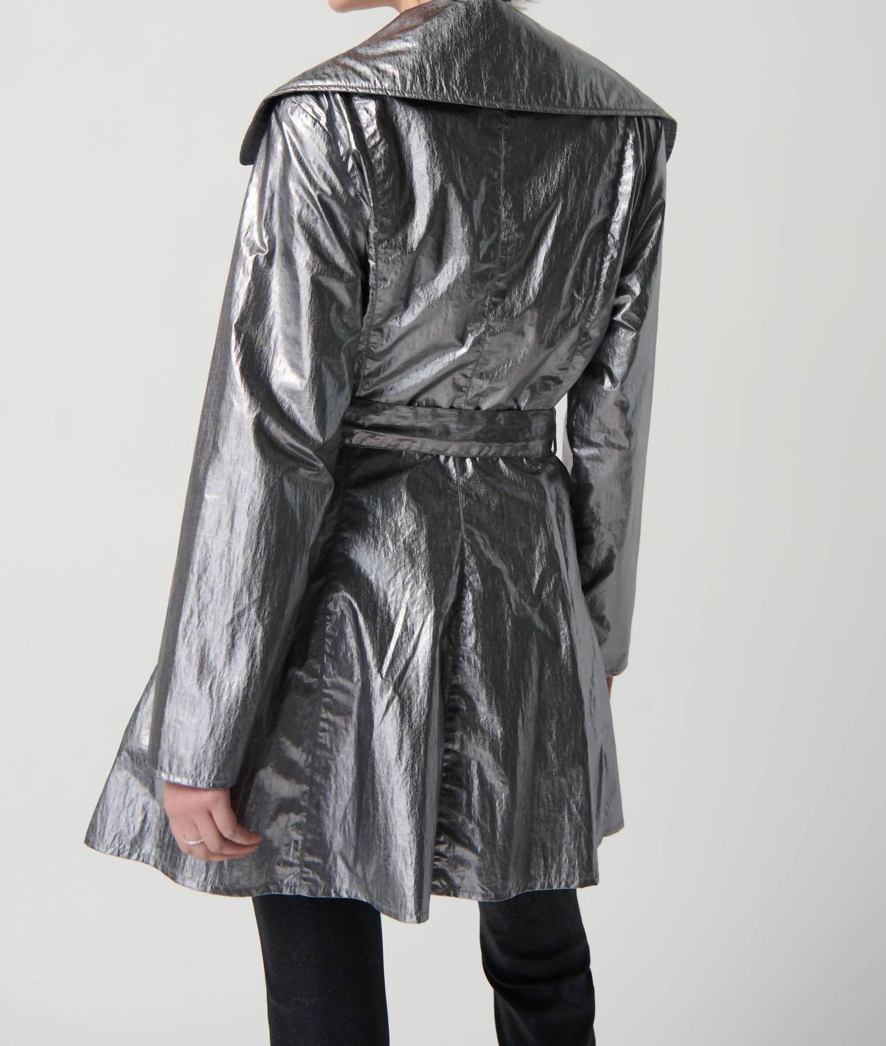 Joseph Ribkoff Metallic Double-breasted Jacket in silver - women's jacket - detail view