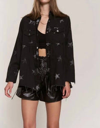 J.Nna - Star Print Waist Shirring Jean Jacket