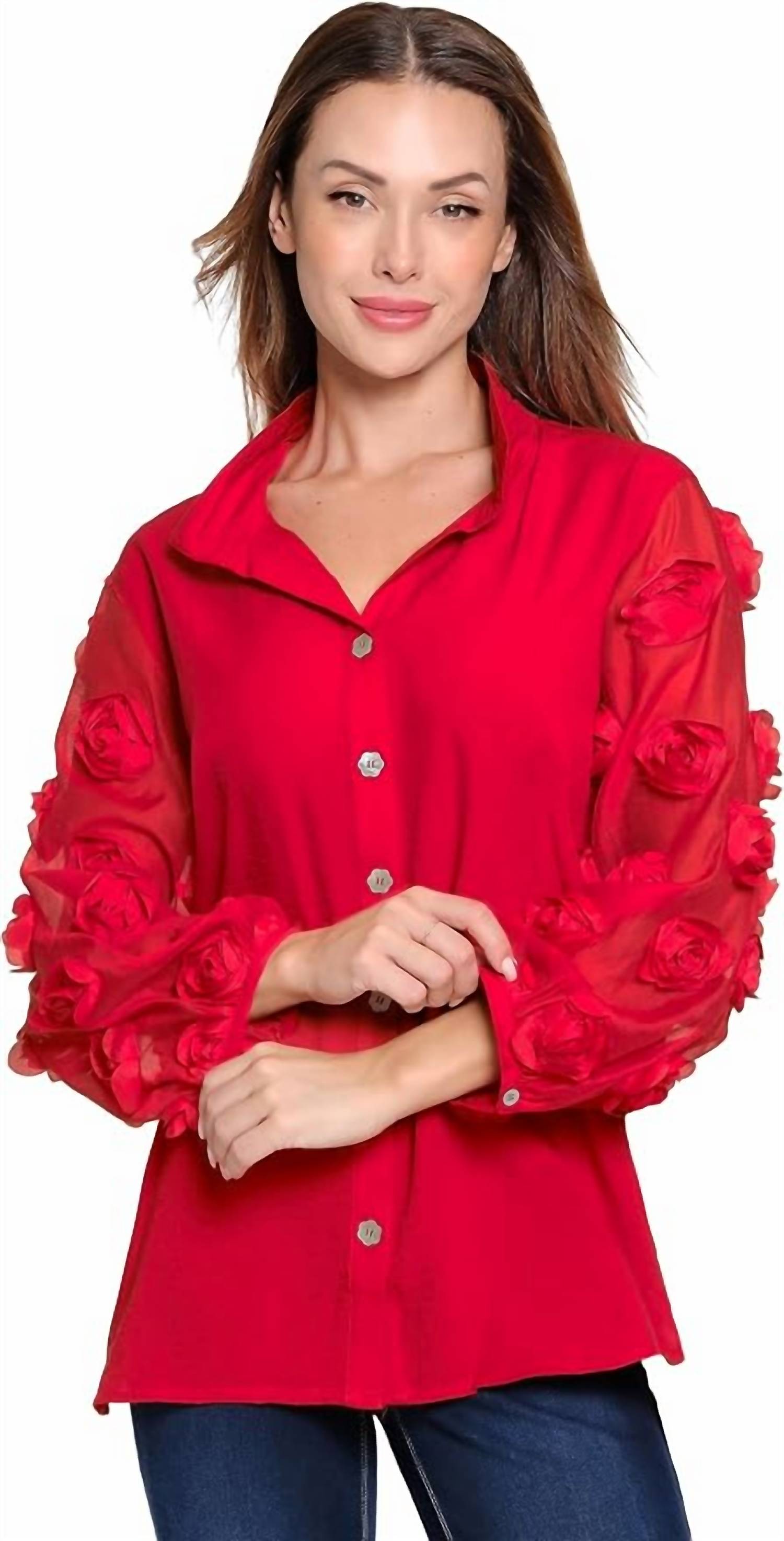 John Mark - Wire Collar Button Front Top