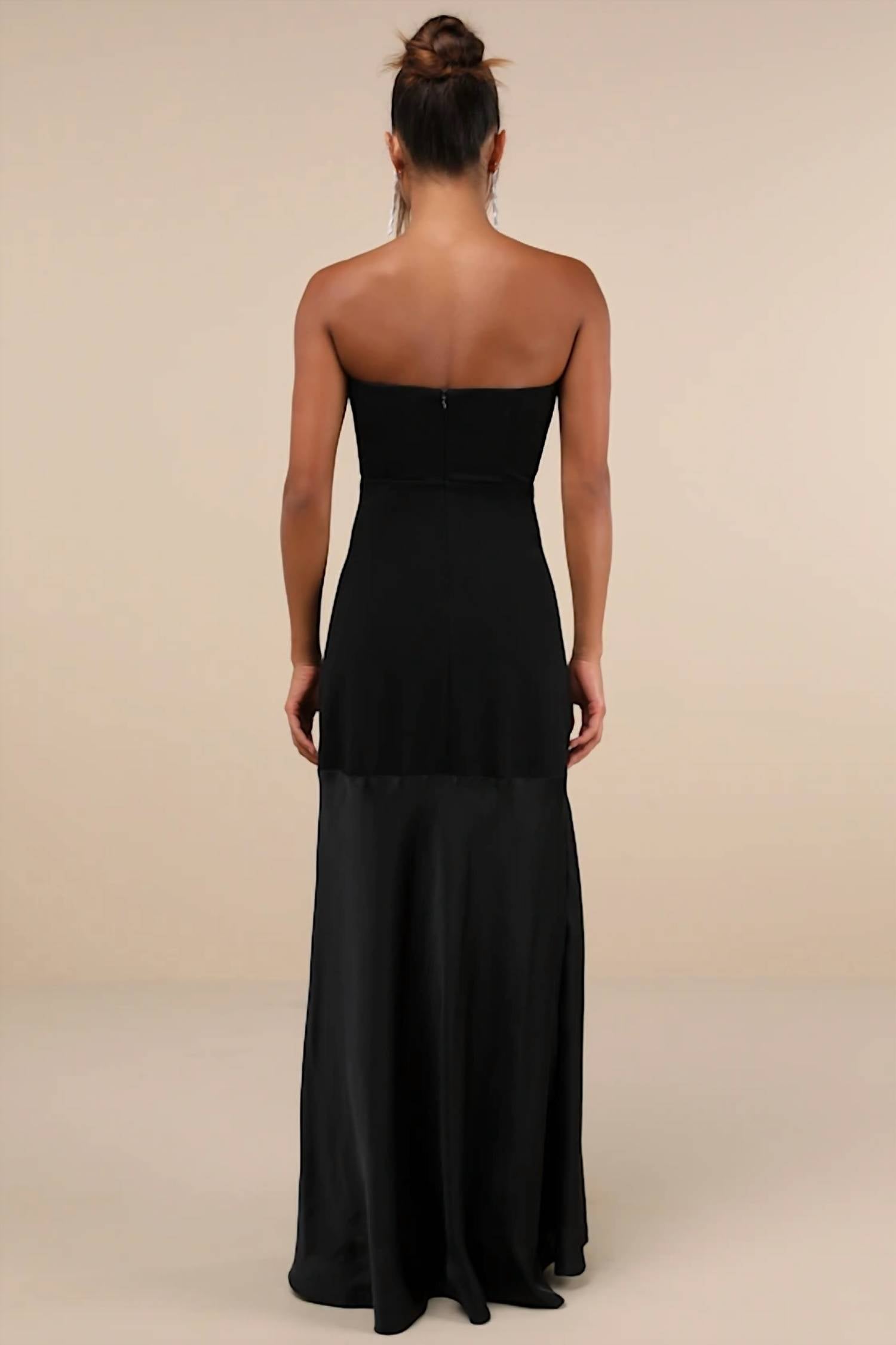 Lulus Compelling Style Strapless A-line Maxi Dress in black - women's dress - alternate view