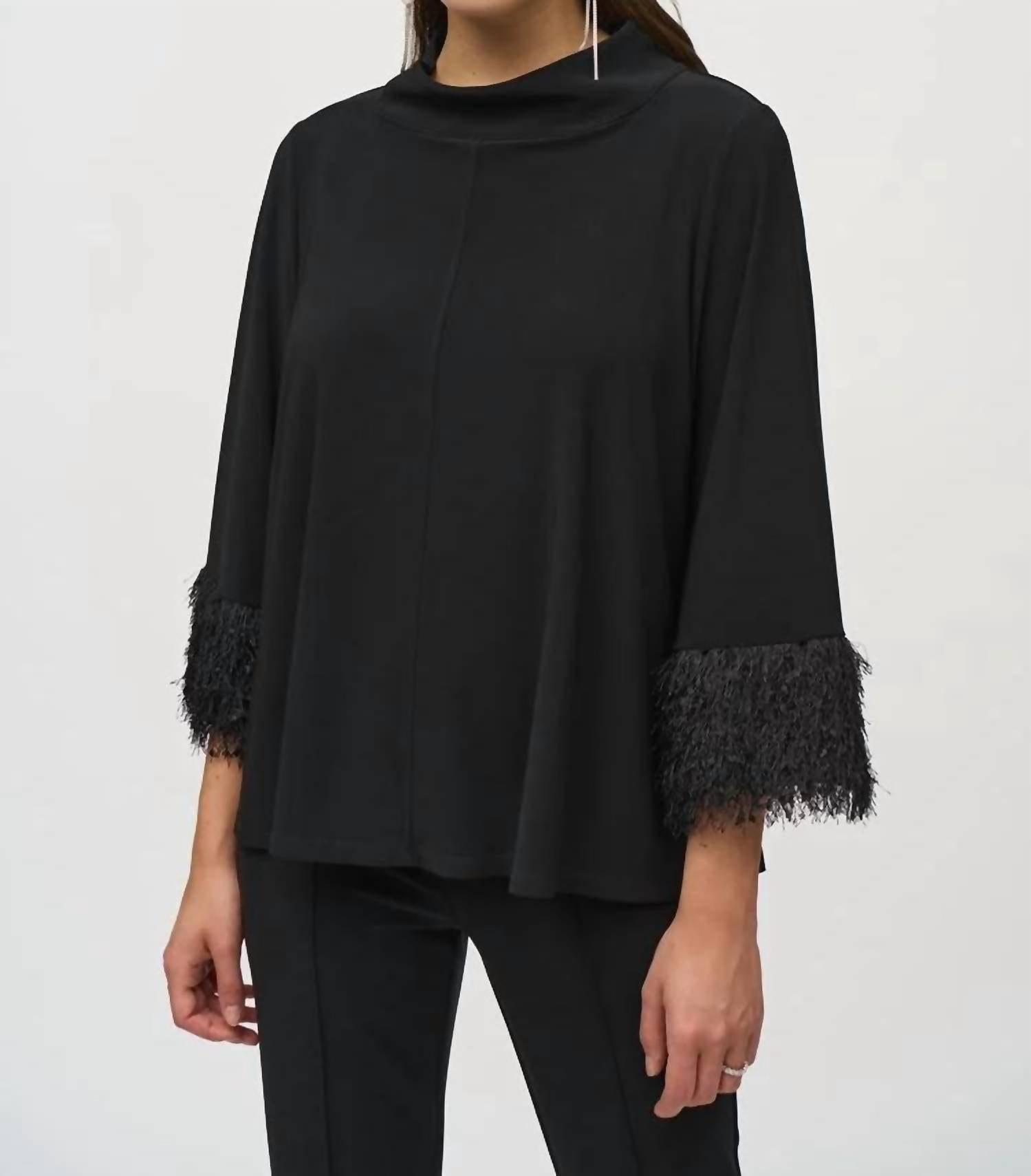 Joseph Ribkoff Women's Mock Neck Top in black - women's long sleeve top