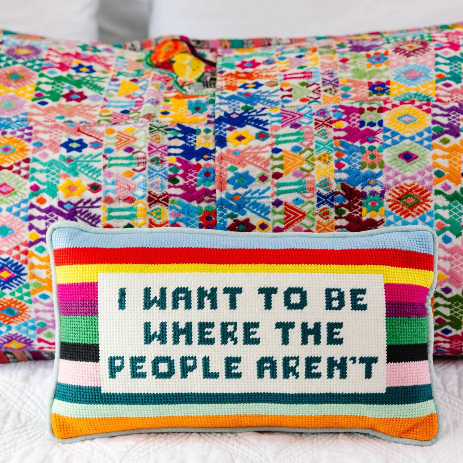 Furbish Studio - Where The People Aren't Needlepoint Pillow