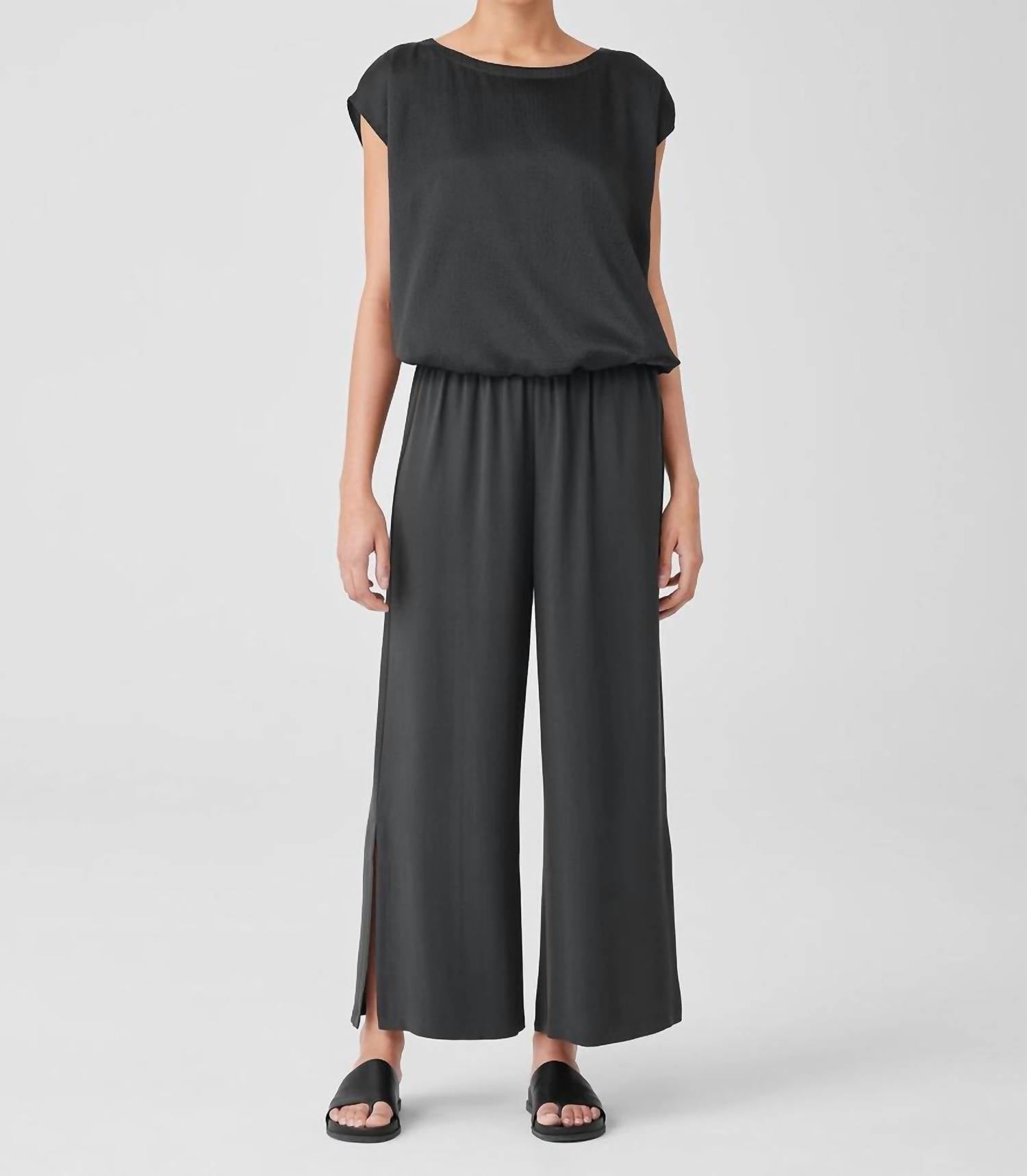 Eileen Fisher - Silk Georgette Crepe Pant With Slits