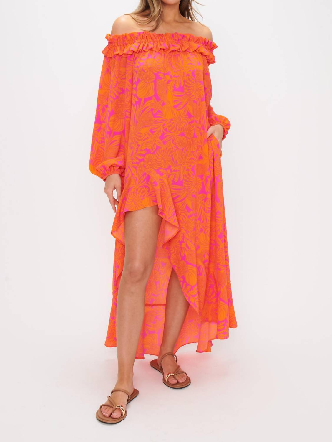 Show Me Your Mumu Bobbi Maxi Dress in fuchsia shells - women's dress