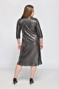 Kmw - Metallic Pleated A- Line Dress