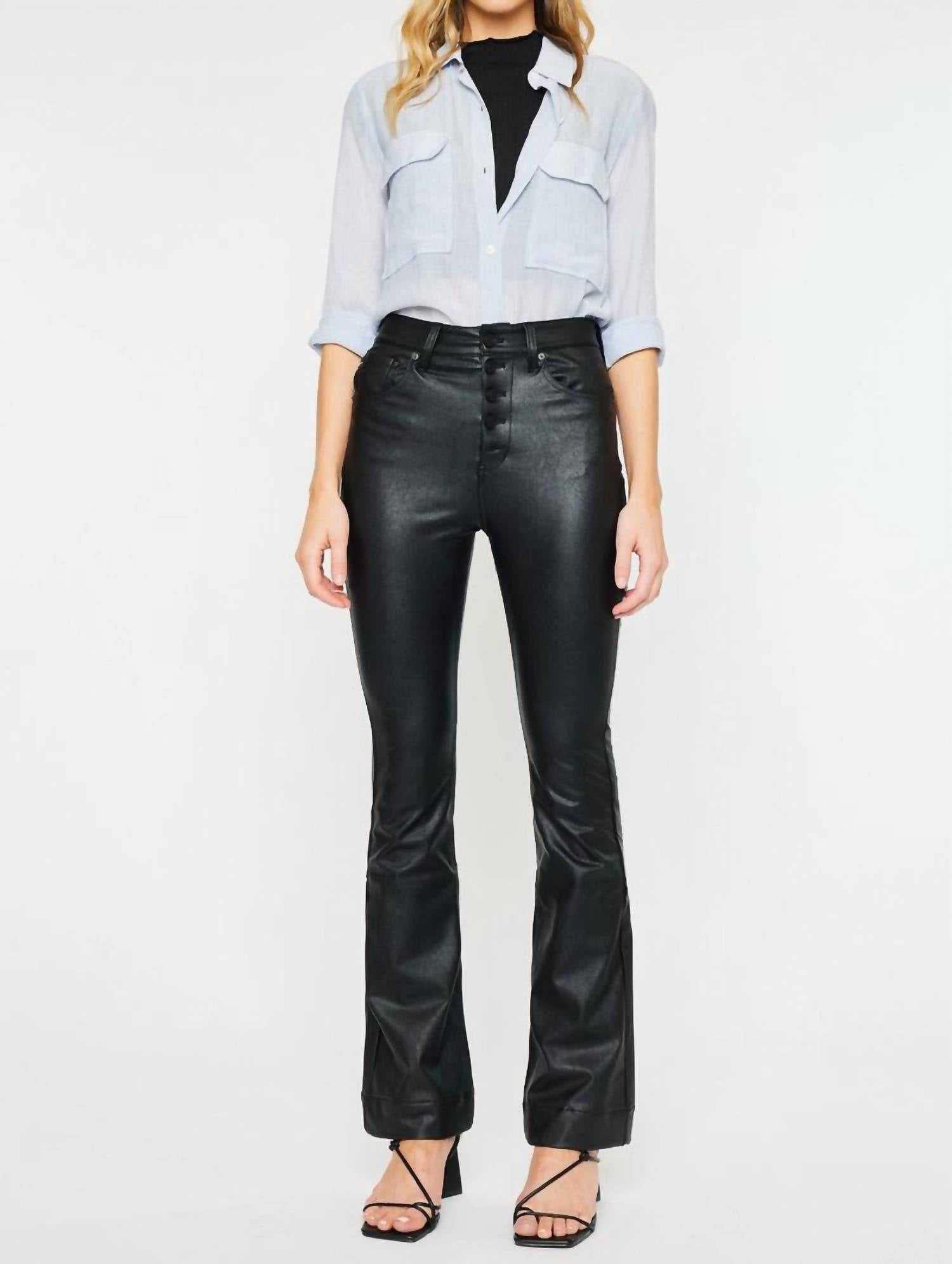 Kancan - High Rise Faux Leather Bootcut Pants