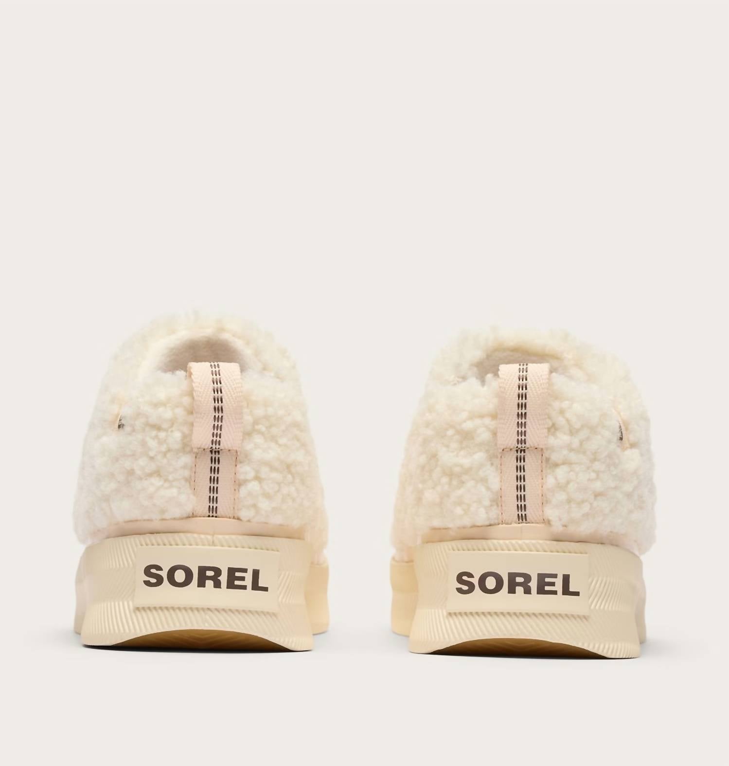 SOREL Women's Out N About Iv Mini Puffy Boot in natural chalk - women's shoe - detail view