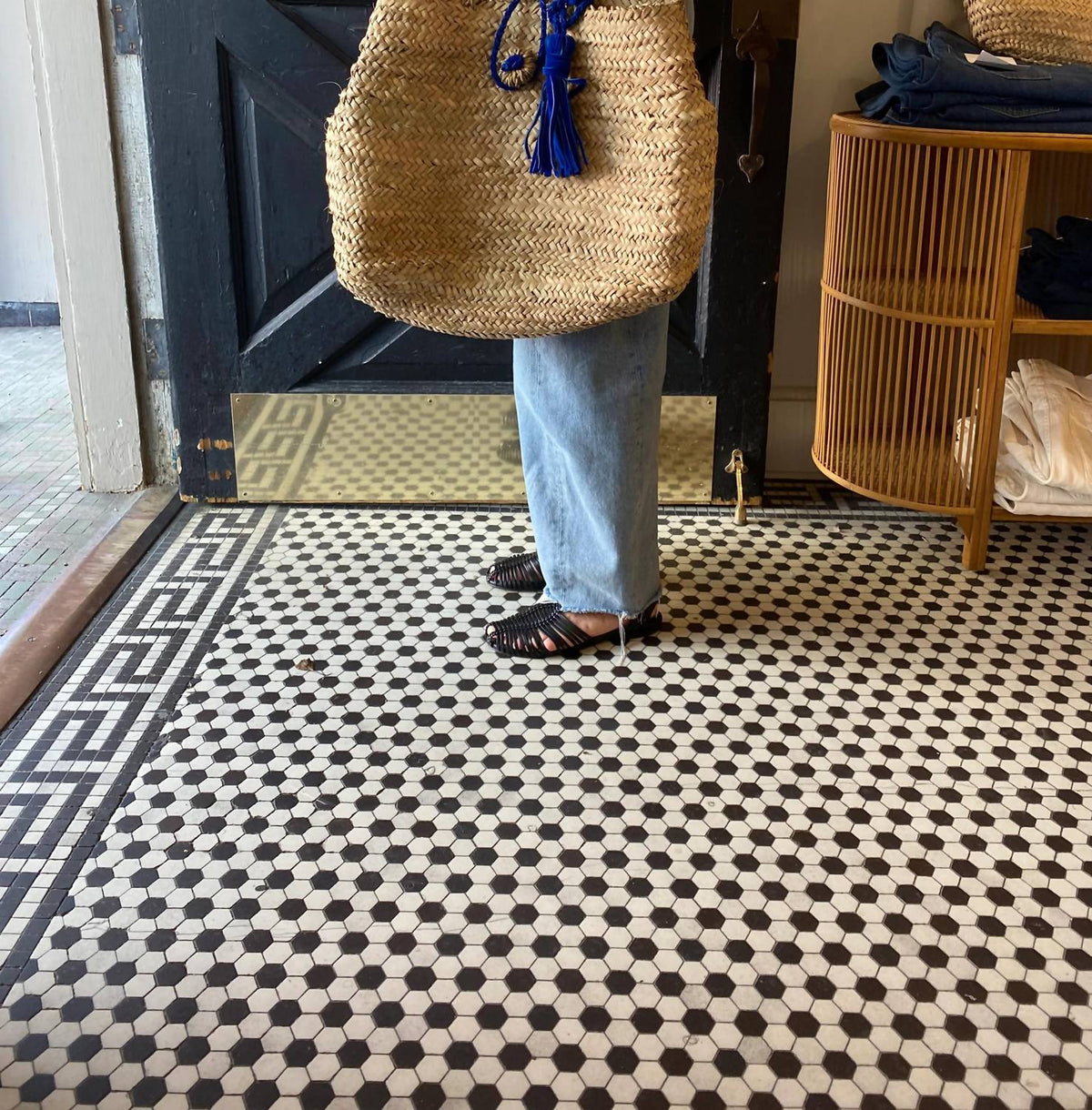 Panier Des Sens - Straw Tote Bag With Leather Straps