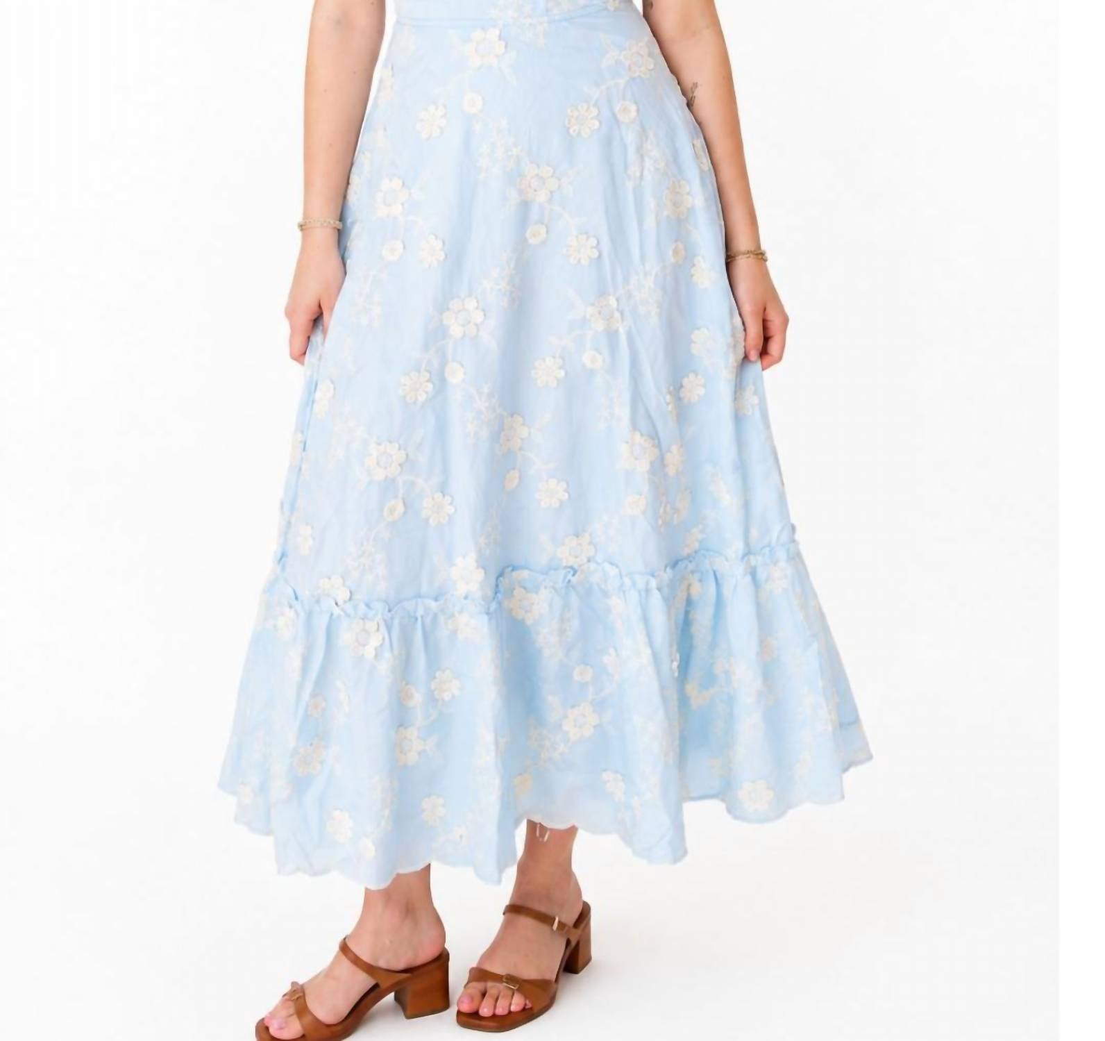 Mable - EMBROIDERY LACE UP BACK BUSTIER MIDI DRESS