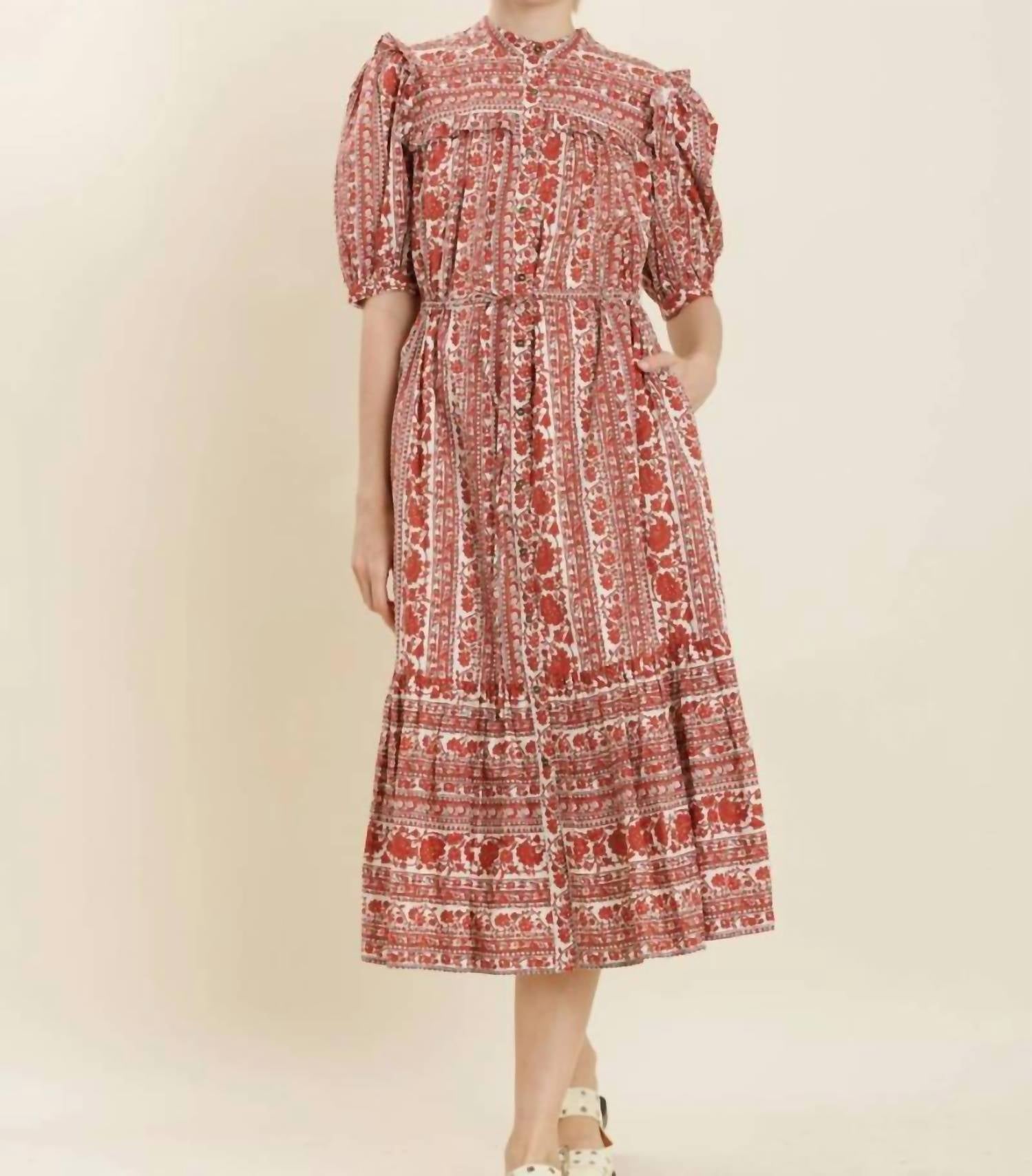 Aureum - Floral Ruffle Midi Dress