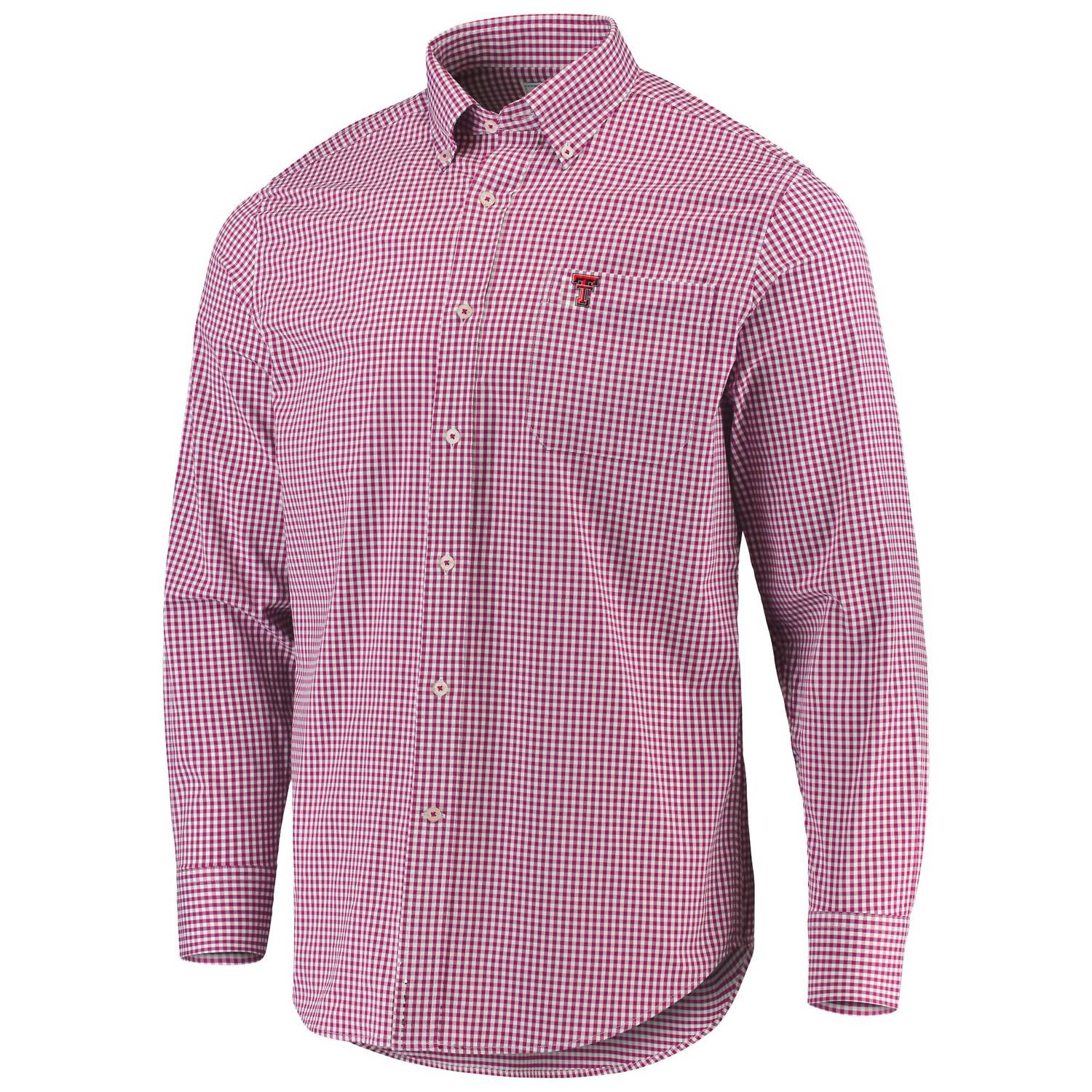 SOUTHERN TIDE Men's Gingham Texas Tech Intercoastal Sport Shirt in red white - men's shirt