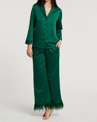 Rya Collection Swan Pj Lounge Set in emerald - women's sleepwear - detail view