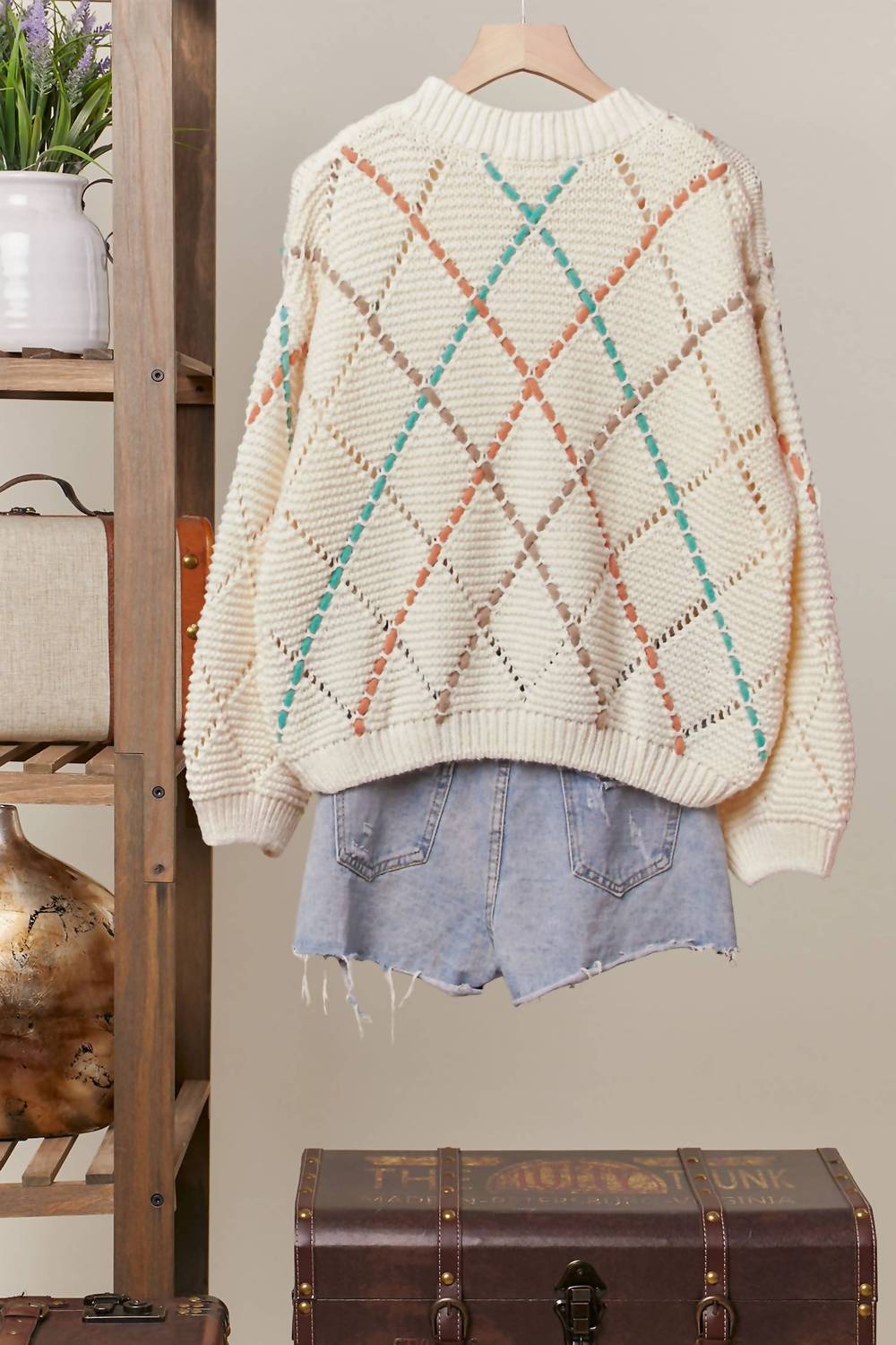 Mello - Women's Diamond Cutout Knit Sweater