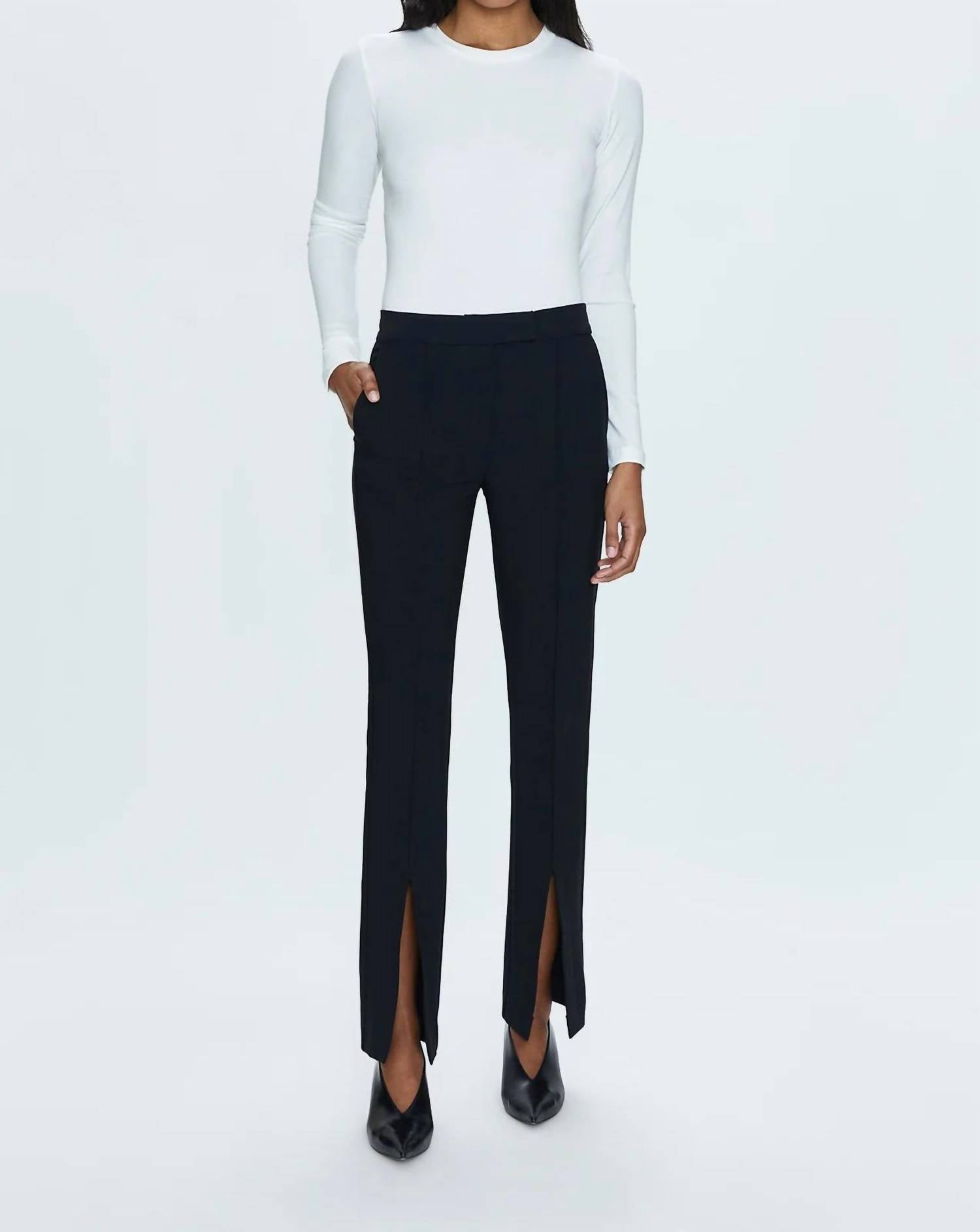 PISTOLA Diana Mid-rise Front Slit Trouser in black - women's jeans