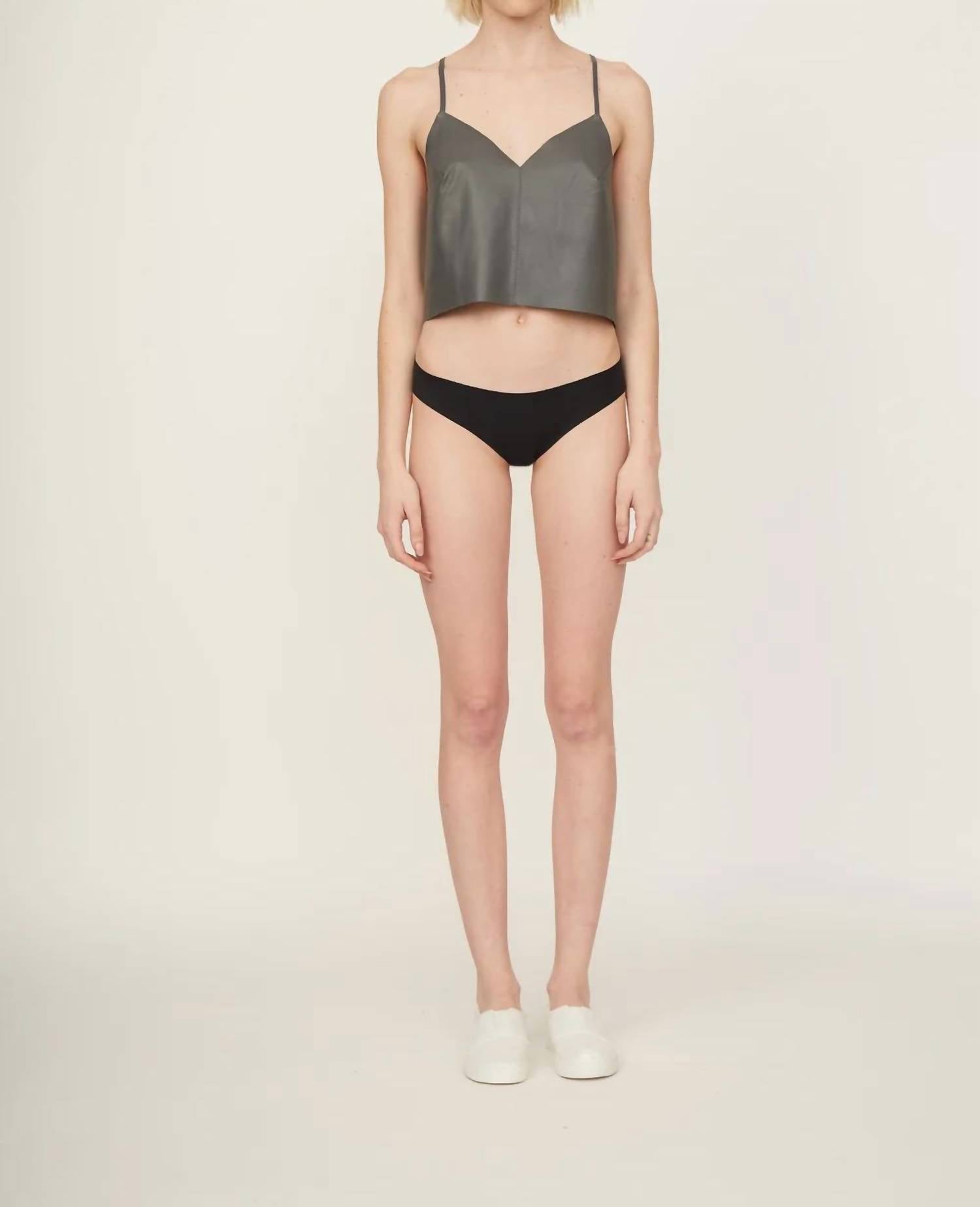 art dept. Leather Cami Top in smoke - women's shirt