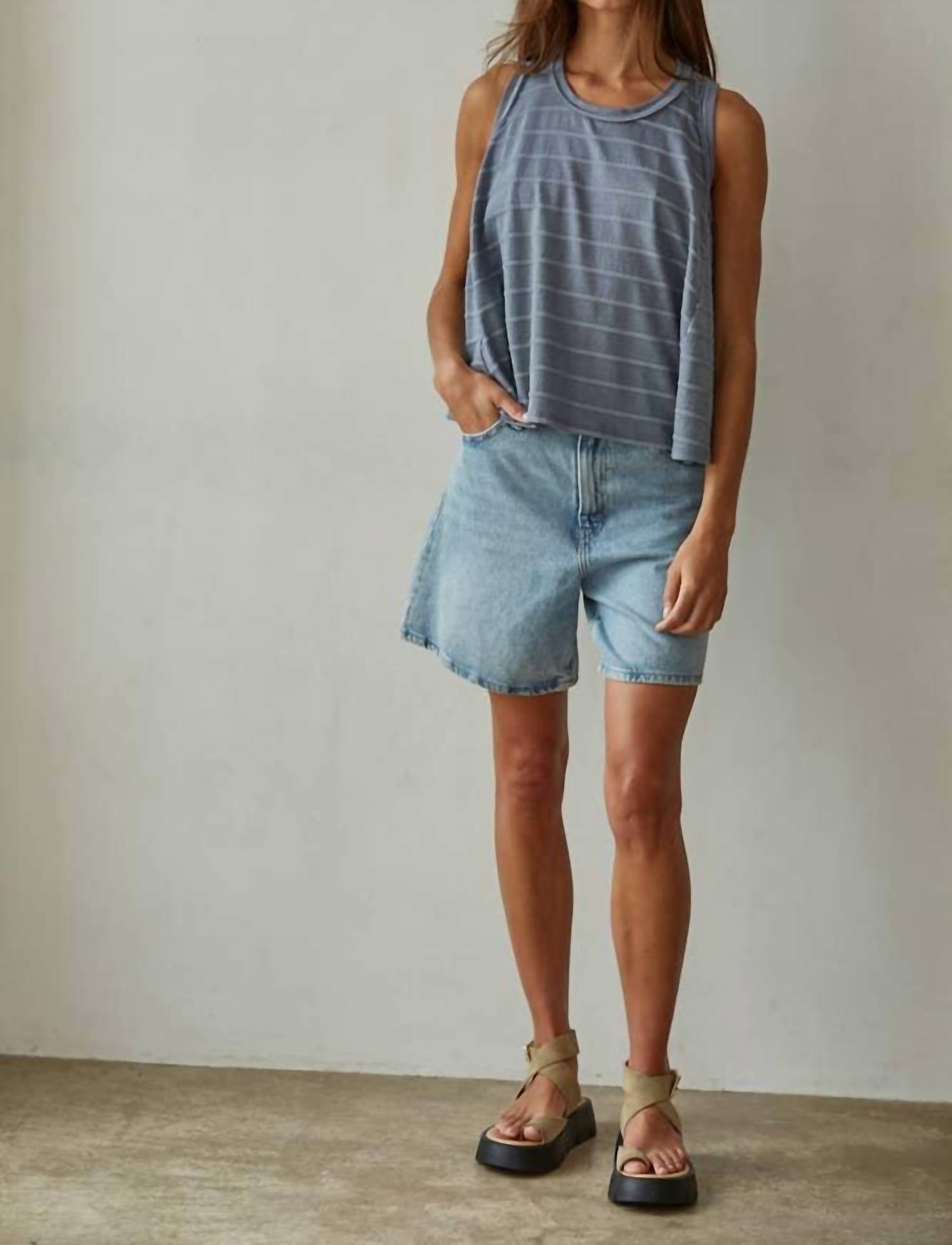 By Together - Knit Striped Round Neck Sleeveless Tank Top