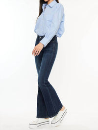 KanCan Mid Rise Flare Jeans in dark wash - women's jeans - alternate view