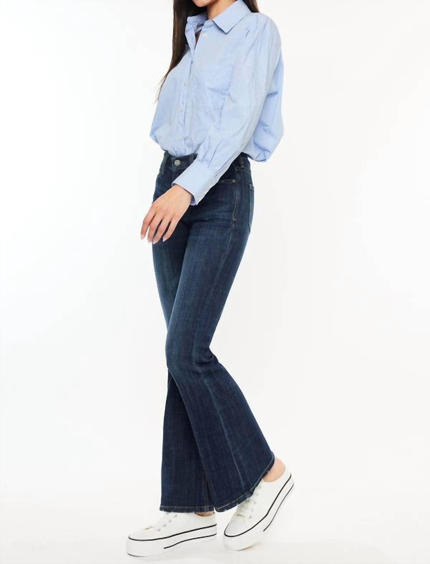 KanCan Mid Rise Flare Jeans in dark wash - women's jeans - alternate view