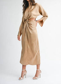 MABLE Ruby Dress in beige - women's dress - detail view