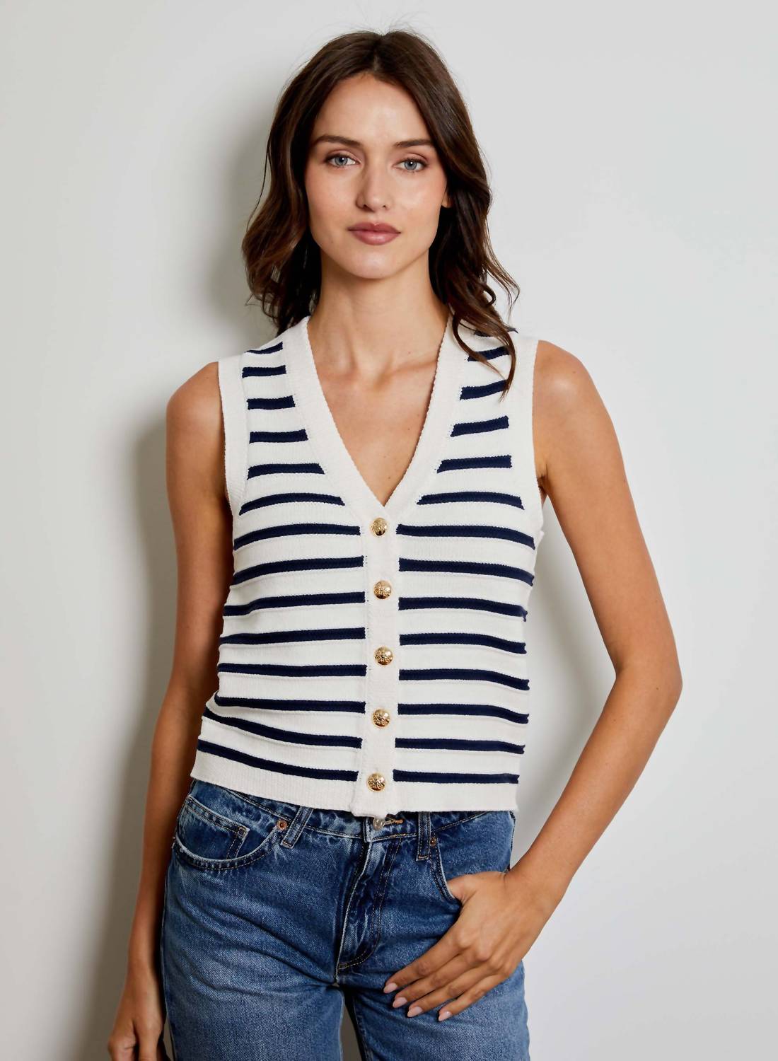 Design History - Stripe V-neck Top