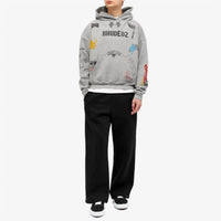 Rhude Scribble Print Oversized Hoodie in gray - men's shirt