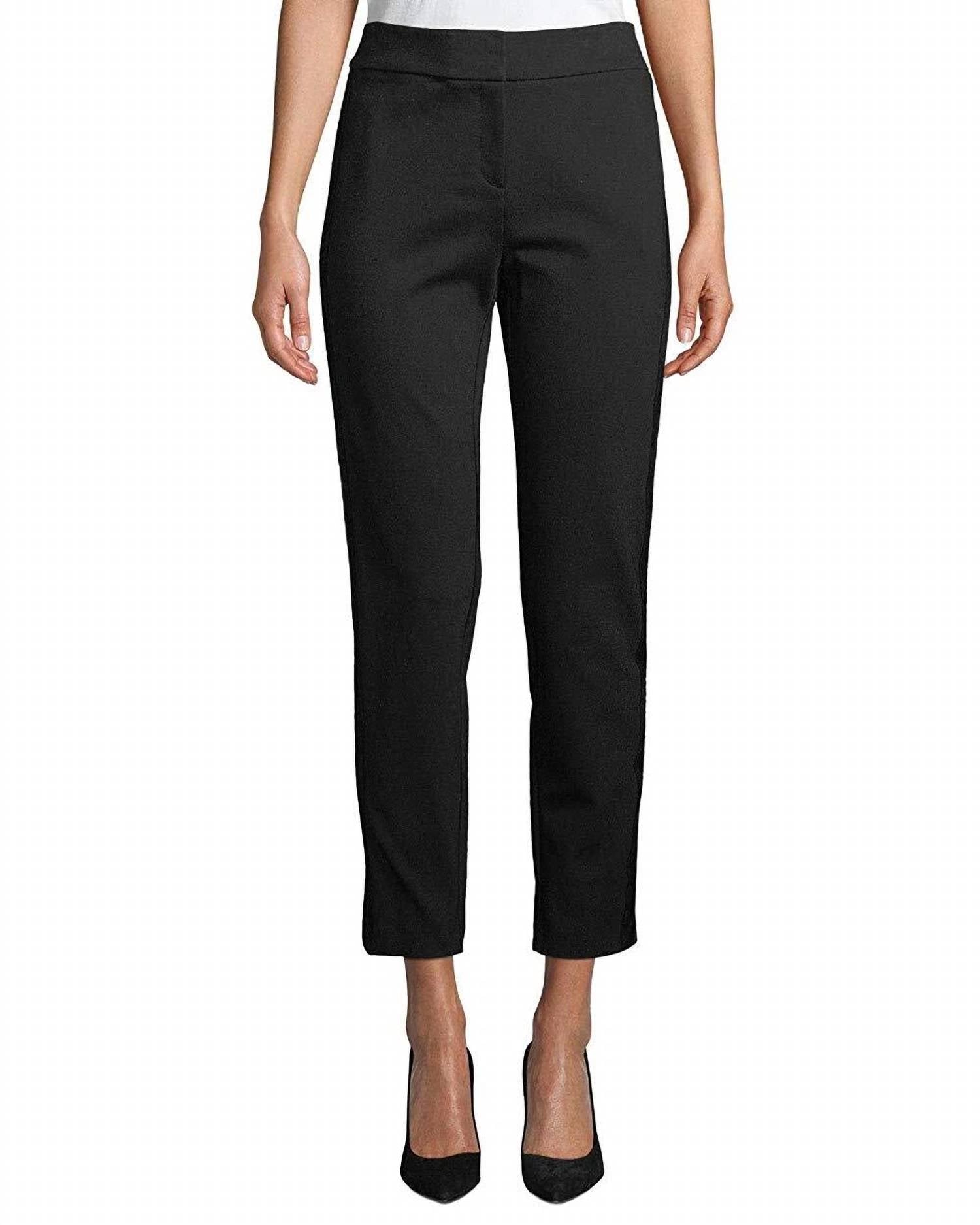 Calvin Klein - Faux Leather Stripe Ankle Pants