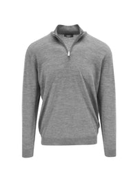 Fedeli Men's Lightweight Wool Quarter Zip Jacket in light grey - men's sweater