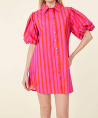 Dolce Cabo - Puff Sleeve Stripe Tunic Dress