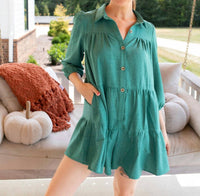 DAVI & DANI Enchanted Button Front Romper in evergreen - women's pants