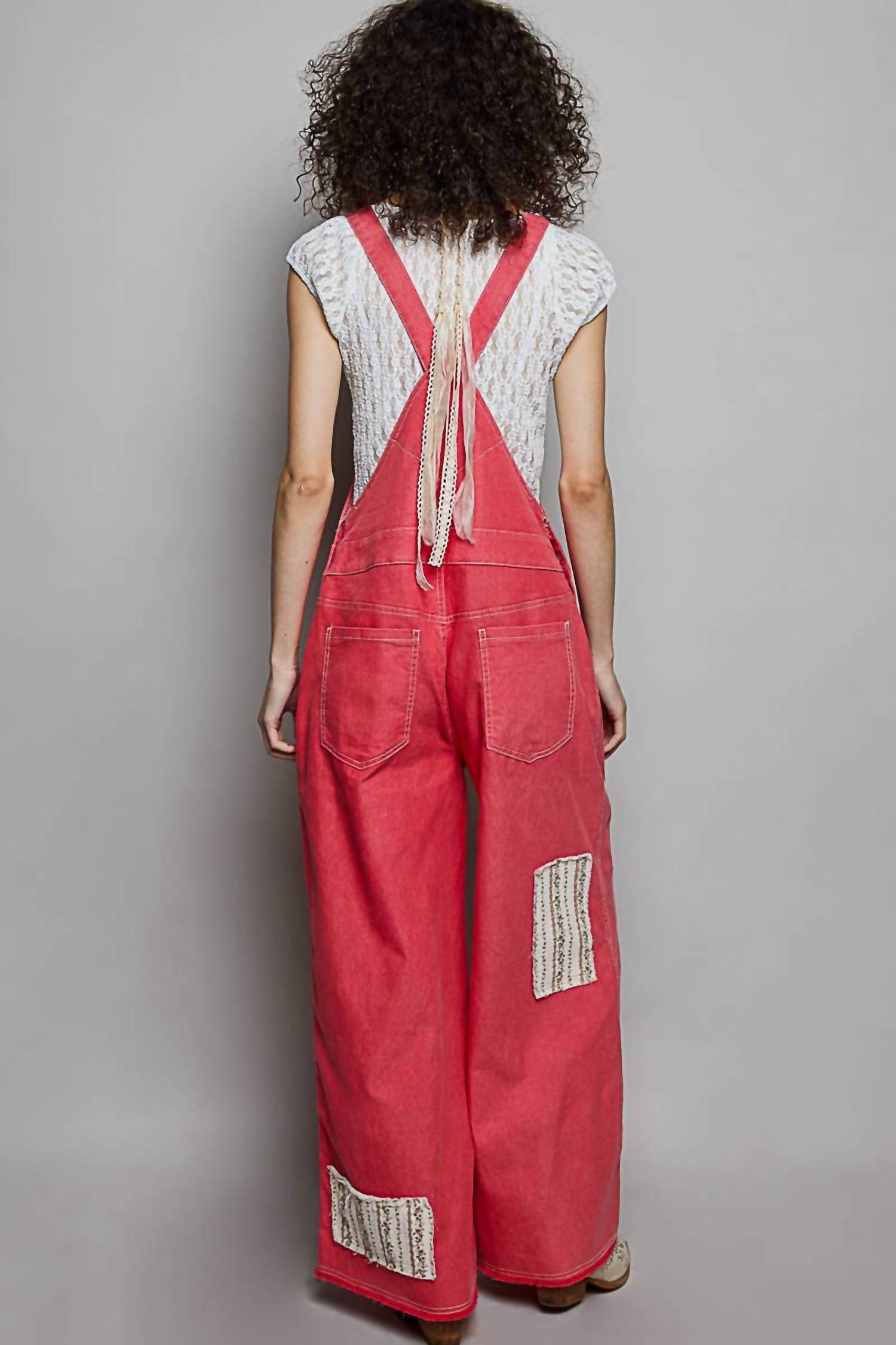 Pol - Floral Lace Patchwork Overalls
