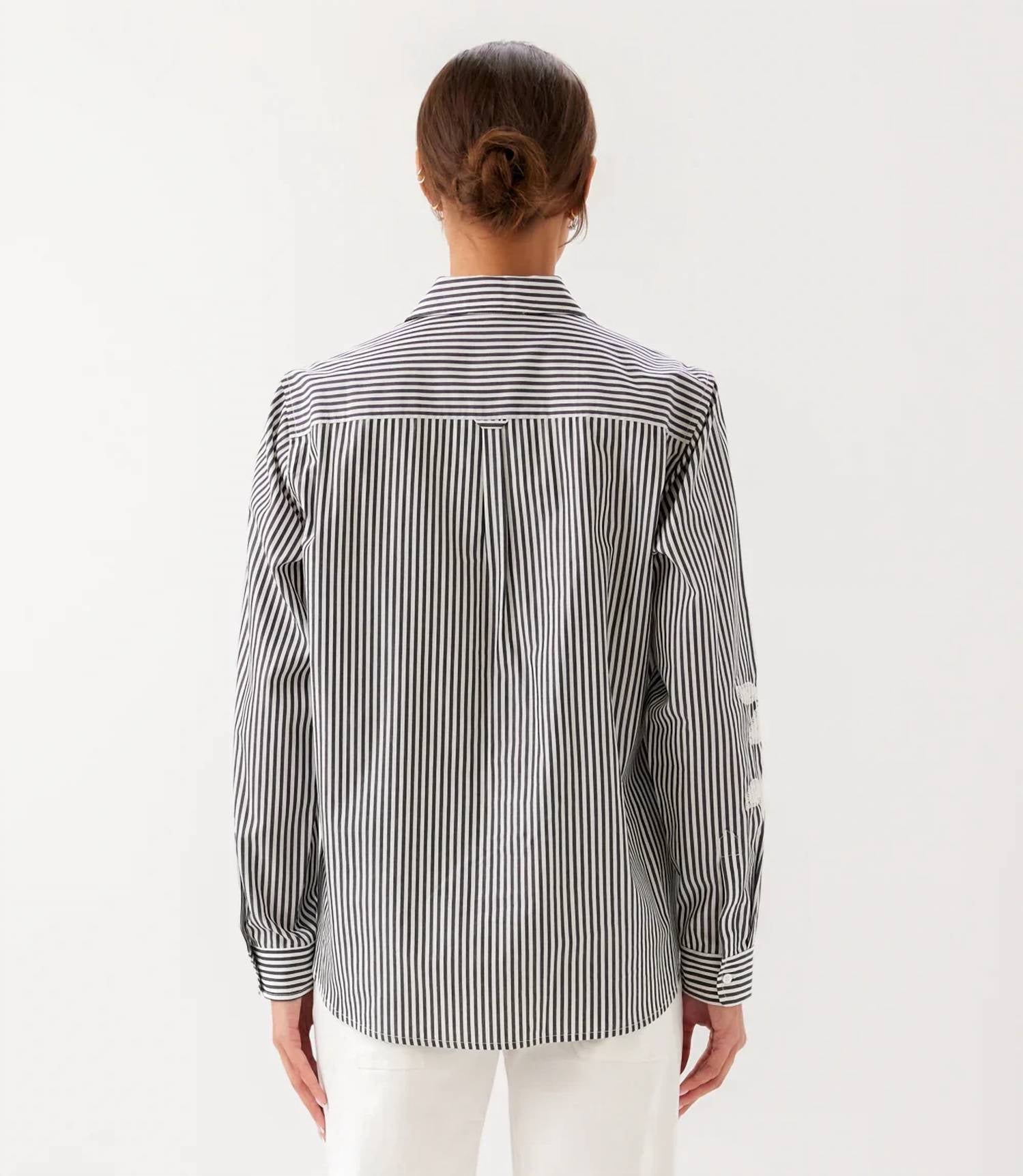Karen Kane - Stripe Embroidered Shirt