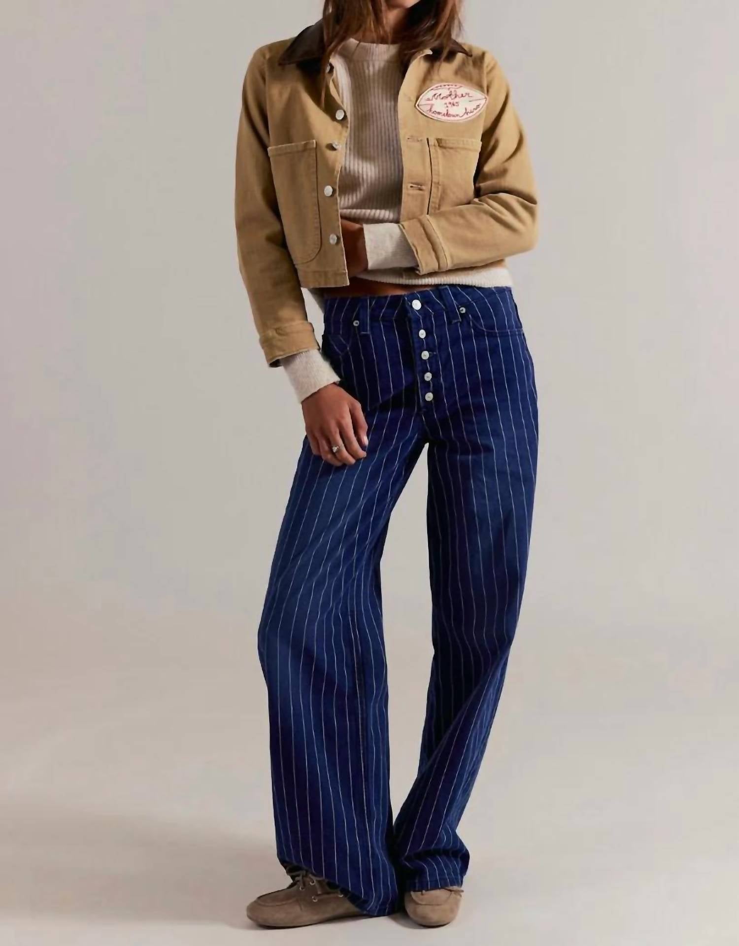 Free People - Nia Striped Boyfriend Jeans
